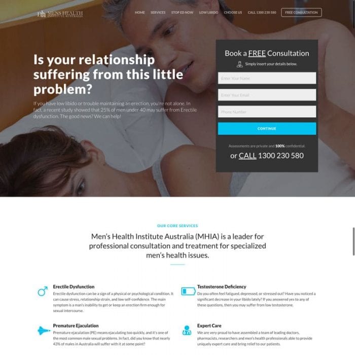 Mens Health Institute – Landing Page - Home
